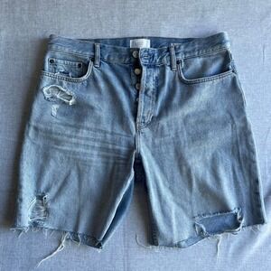 Rails The Beachwood High Rise Bermuda Denim Shorts Distressed Button Fly Size 31